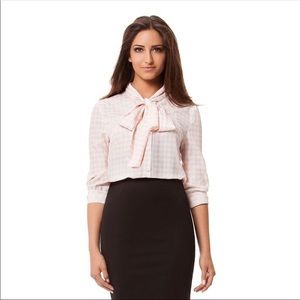 Kardashian • Pink Houndstooth Blouse